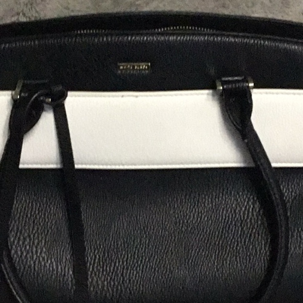 Black and White Leather Tote Bag